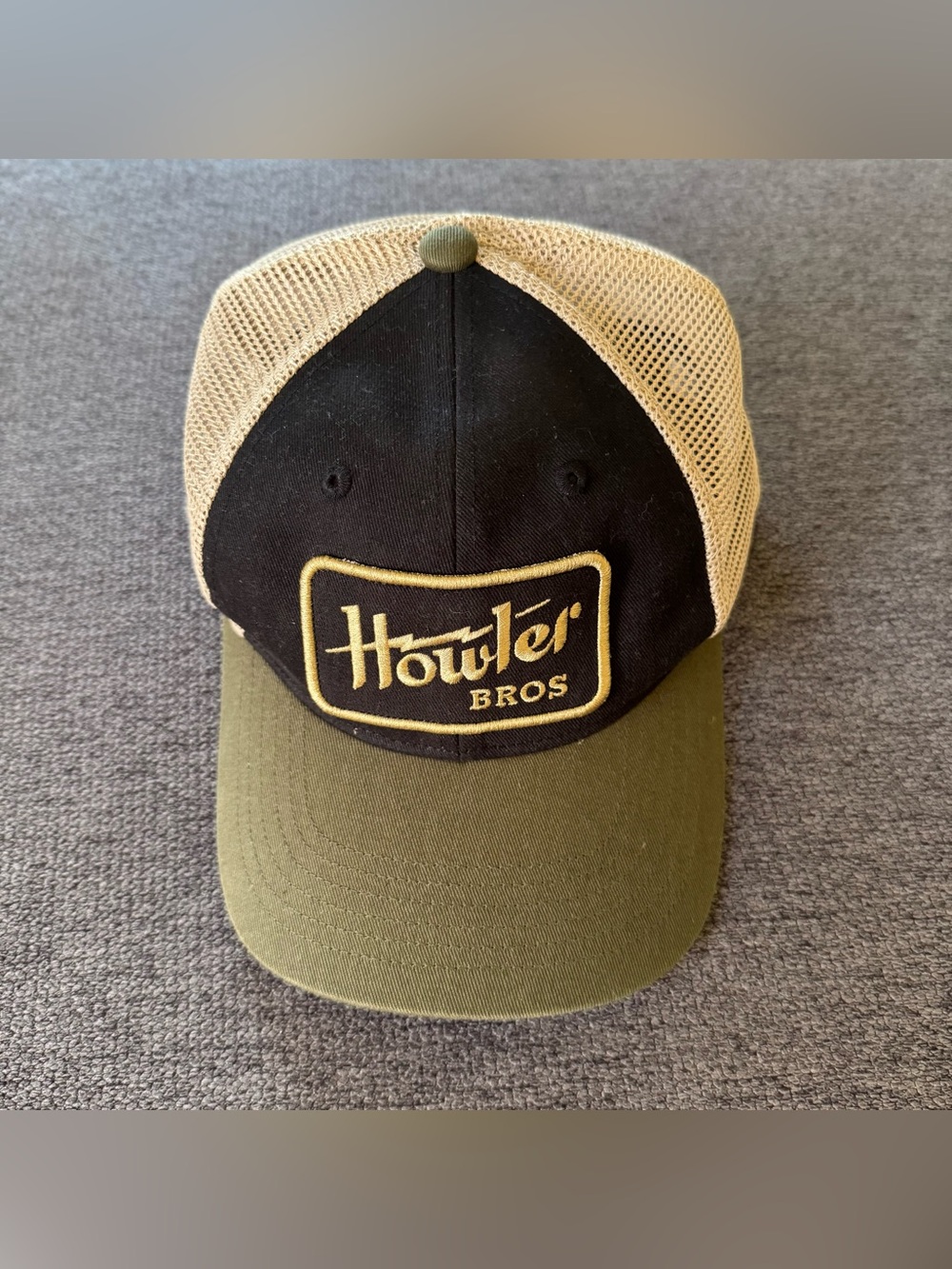 Howler Brothers Electric Standard Trucker Hat Black Olive Workwear Gorpcore